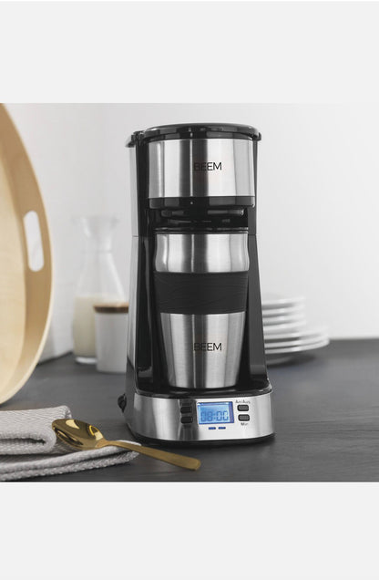 BEEM Macchina da caffè + Tazza Termica Single Cup Acciaio Inox To Go 750W Timer