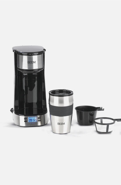 BEEM Macchina da caffè + Tazza Termica Single Cup Acciaio Inox To Go 750W Timer