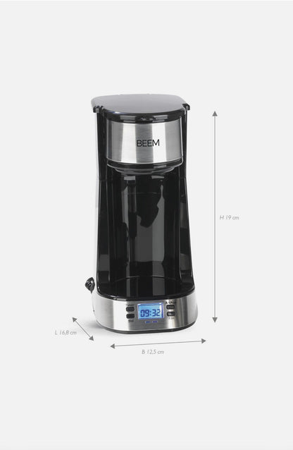 BEEM Macchina da caffè + Tazza Termica Single Cup Acciaio Inox To Go 750W Timer